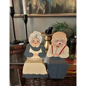 Vintage Rare Handmade Shelf Sitters Grandma and Grandma figurines